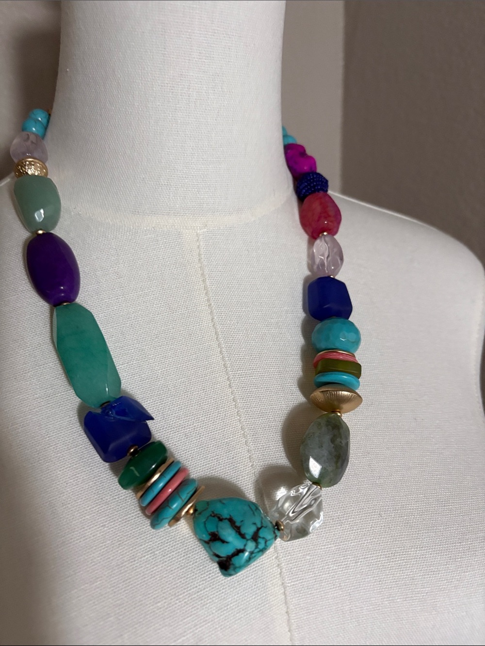 Chico's Turquoise, Purple & Pink Mixed Bead Necklace